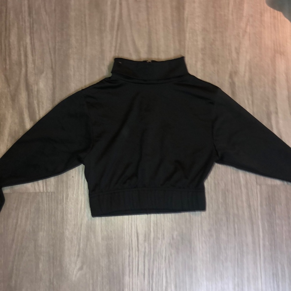 Midriff turtleneck black athletic body suit